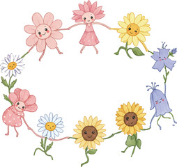 Dancing Wildflowers Holding Hands