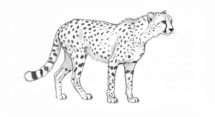 Illustration of a stylized cheetah showcasing intricate line work and details for artistic representation