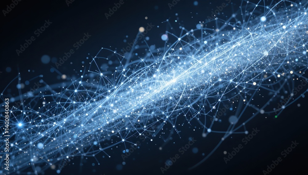 Poster dynamic energy flow abstract universe digital artwork dark environment close-up view cosmic connecti