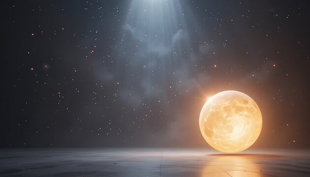 Illuminating celestial event radiant moonlit sphere space digital art nighttime scene mystical ambiance cosmic inspiration