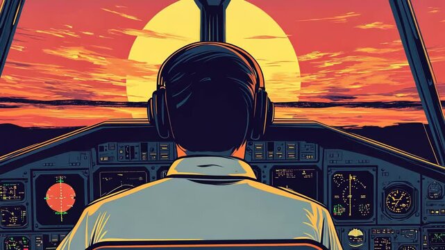 Cartoon Aviator Pilot in a Plane Vector Illustration for Transportation Design