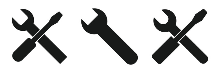 Combination wrench and spanner open box icon vector silhouette for apps or websites. Eps 10.