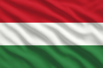Obraz premium Waving flag of Hungary, Hungarian flag blowing in the wind, full frame smooth folds