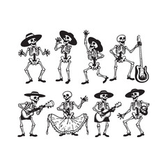 Fototapeta premium Outlined Halloween Cartoon Characters Zombie. Silhouette art