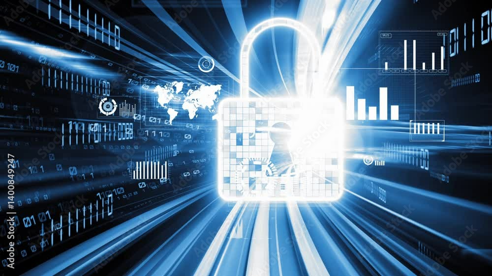 Poster cyber security and online data protection with tacit secured encryption software . concept of smart 