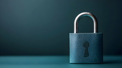 Naklejka premium Dark Teal Metal Lock on Dark Background