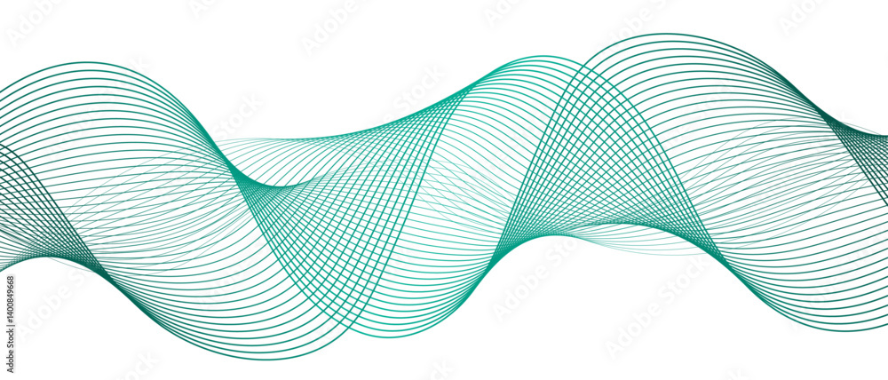 Aufkleber abstract blue line wave with geometric technology, data science frequency gradient lines. smooth dig