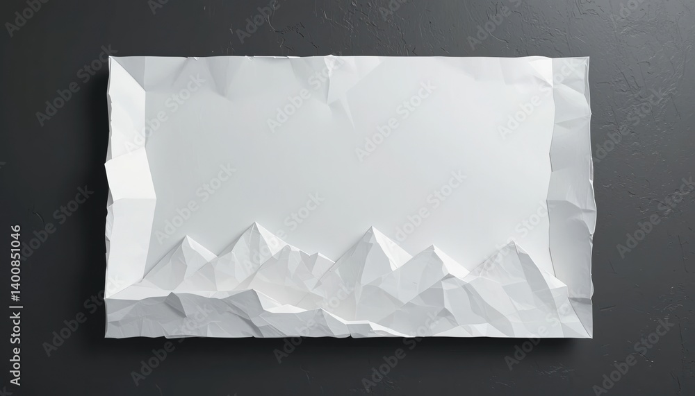 Poster creative wrinkled paper art display studio background digital artwork minimalistic environment close