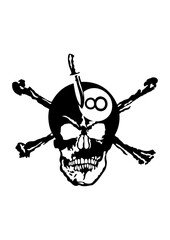 billard 8 tete de mort os couteau logo club