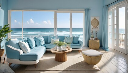 coastal inspired decor interiors blending soft blues crisp whites and delicate pastels with luxurious textures and refined details