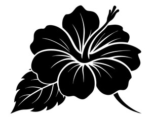 Hibiscus Flower Silhouette Vector Design, Hibiscus SVG, Tropical Flower Icon