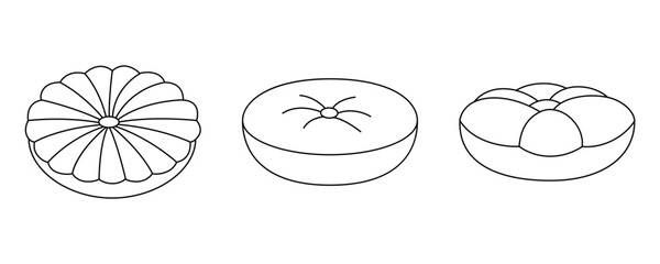 Outline orthopedic pillows set. Soft pillows for sleeping. Vector illustration.