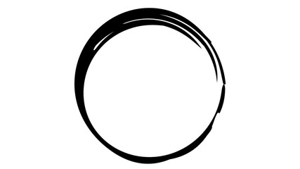 Grunge circle made of black paint using art brush. Grunge circle made of black ink.