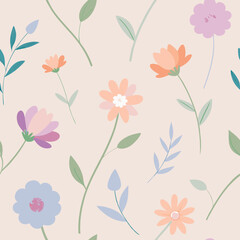 soft pastelwatercolor wildflower seamless illustration.eps