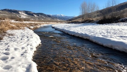 Winter stream in a valley