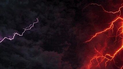 Dramatic overhead shot of a red-hued lightning storm, capturing intense energy and chaos, perfect for a thrilling video backdrop. Live desktop wallpaper.