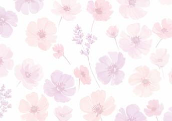 Pastel Pink and Purple Watercolor Flower Pattern Background