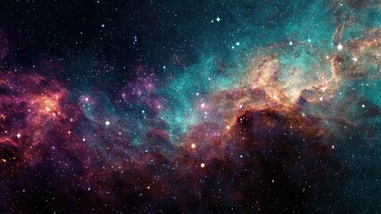 Fototapeta premium A vibrant nebula fills the cosmic canvas with swirling colors and stardust.
