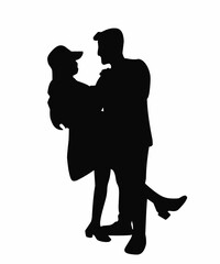 Silhouette of Loving Couple Dancing Gracefully
