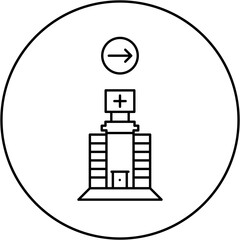 hospital icon design arrow right