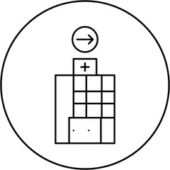 hospital icon design arrow right