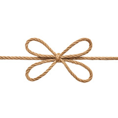 Bow tie knot made of natural twine decorative element for gift wrapping and crafting isolated on transparent background