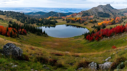Autumn Mountain Lake Panorama