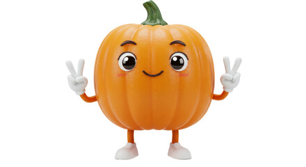 Isolated Cartoon Pumpkin with Peace Signs