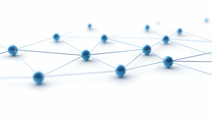 Abstract Network Connection Design With Blue Spheres And White Background