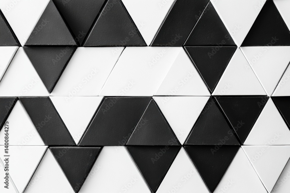 Leinwandbilder Geometric triangle pattern in black and white creating a clean, repeating design that exemplifies minimalism and modern aesthetic appeal