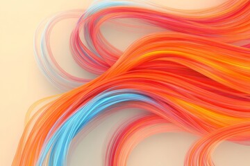 Obraz premium Abstract Flowing Lines of Color - Vibrant, abstract of flowing, interwoven lines in shades of orange, red, and blue. Perfect for backgrounds or design elements