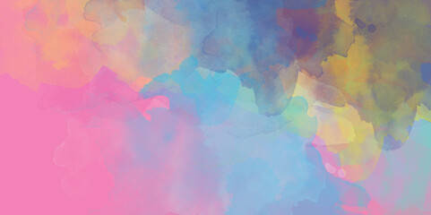 abstract watercolor hand painted background. Artistic vibrant and colorful wallpaper. Brush stroked painting. Iridescent template for brochure, banner, wallpaper, mobile screen. 