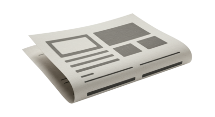Isolated Folded Newspaper on White Background