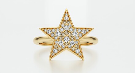 Stunning gold star ring adorned with sparkling diamonds showcasing elegance and luxury