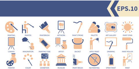 Painting icons set . Painting pack symbol vector elements for infographic web