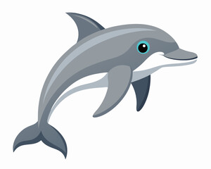 Obraz premium Photorealistic Dolphin Profile – High-Detail Marine Mammal on White Background in Studio Lighting.