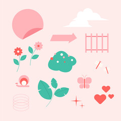 Cute Flat Spring Element Set