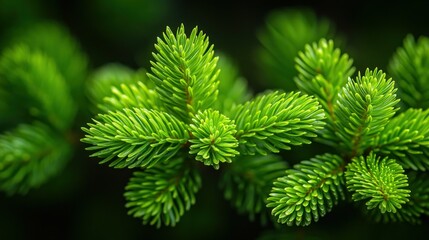 Fototapeta premium Vibrant Green Spruce Needles Close Up: A Nature Photography