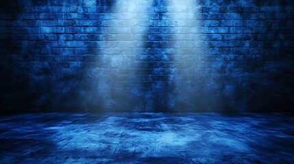 Fototapeta premium Blue Brick Room with Spotlight