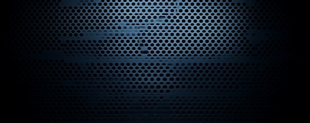 Hexagonal dark blue navy background texture placeholder, radial center space, 3d illustration, 3d rendering backdrop