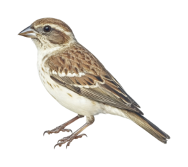 Bird observing nature wildlife colorful sparrow isolated on transparent background, png