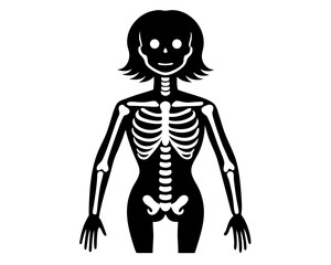 Women Skeleton Silhouette Vector Design, Female Skeleton SVG, Skeleton Icon