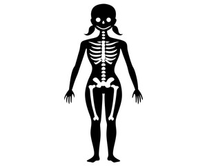 Women Skeleton Silhouette Vector Design, Female Skeleton SVG, Skeleton Icon