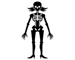 Women Skeleton Silhouette Vector Design, Female Skeleton SVG, Skeleton Icon