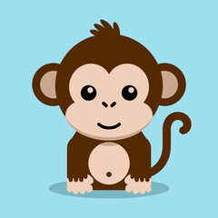 Obraz premium Cute Monkey Cartoon Vector Illustration for Kids Design