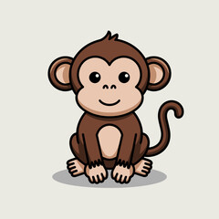 Obraz premium Cute Monkey Cartoon Illustration, Primate Character Design for Kids, Animal Graphic