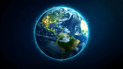 Obraz premium Digital Earth Globe Model In Dark Space