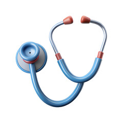 Stethoscope 3d rendering isolated on transparent background. Cartoon plastic style icon