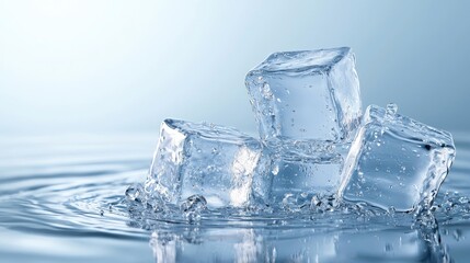 Crystal Clear Ice Cubes in Water: A Refreshing Image
