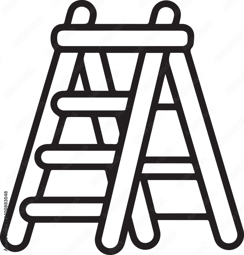 Aufkleber ladder icon. abstract representation of a ladder created with bold black lines.